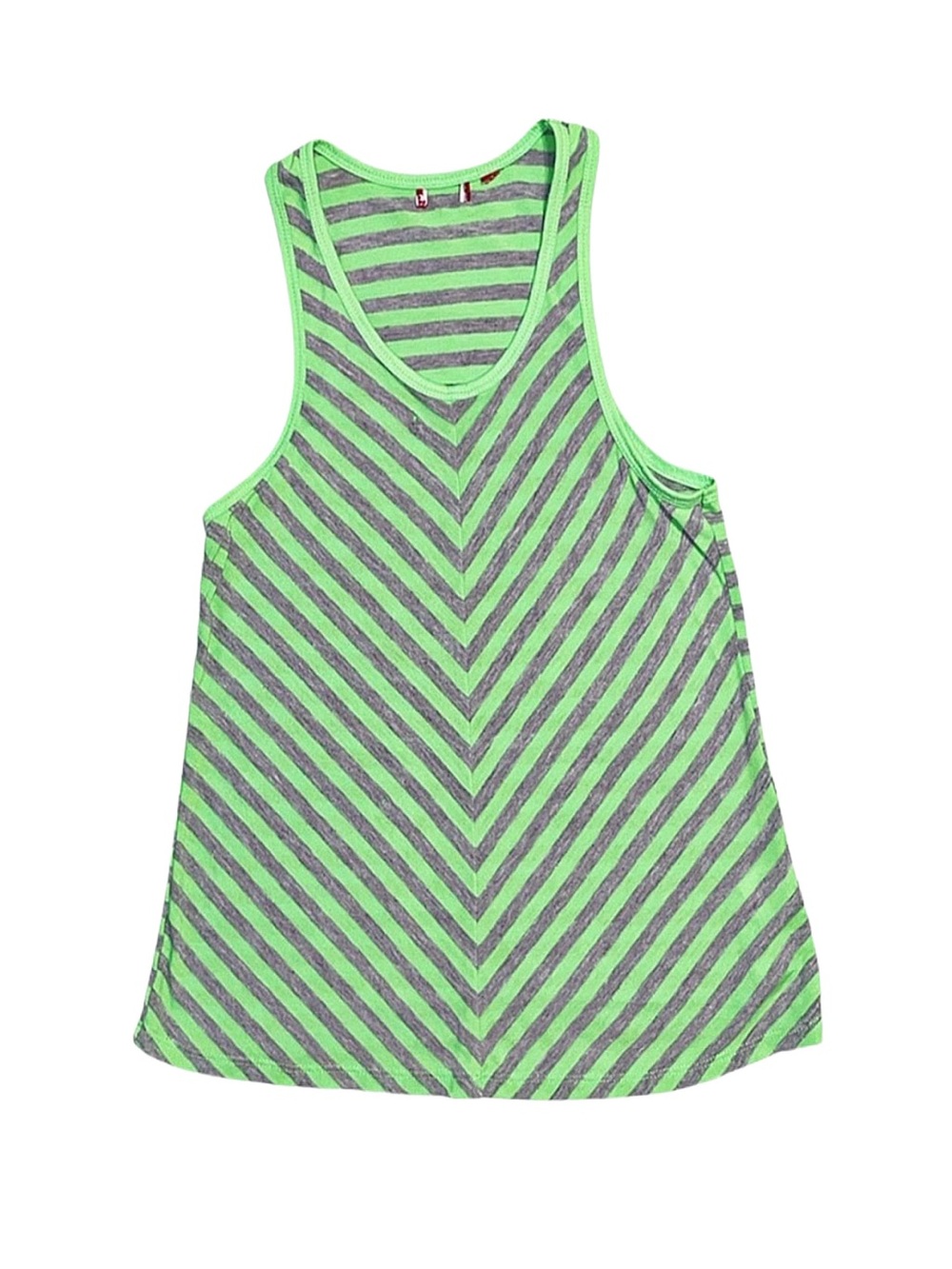 GIRL'S Green And Grey Striped Tank Top Size 14/16